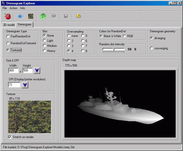 Screenshot of Stereogram Explorer 2.1