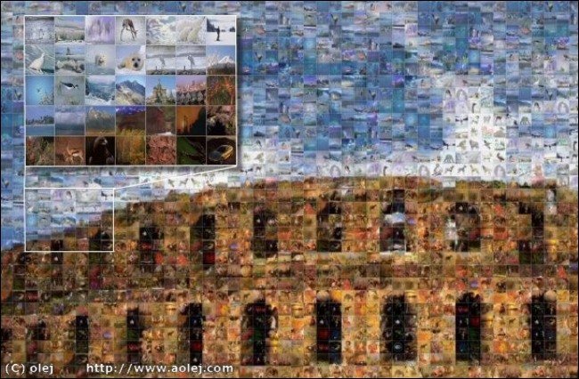 Create basic photo mosaic, set colorization, borders and transparency. You can control cell filling.