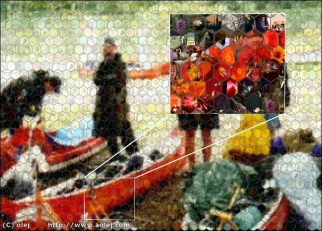 More enhanced photo mosaic, used hexagonal cells. There are many types of patterns. You need only select one.