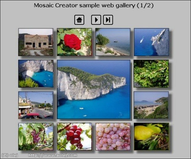 Web gallery and not symetric cells. You can control size of cells, gap size, shadow, colors, borders and many more.