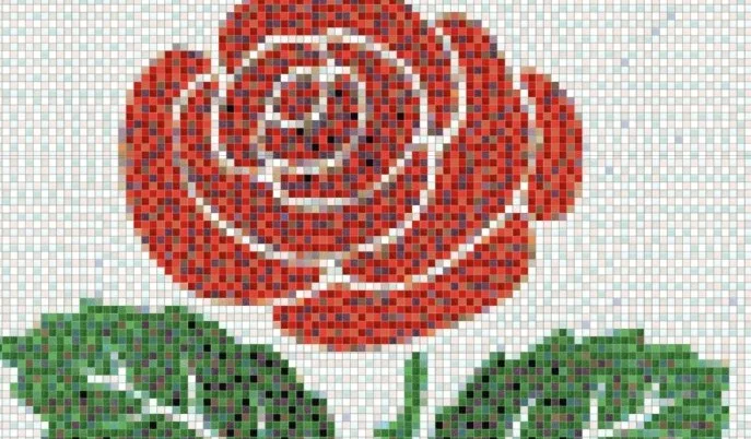 Mosaic tile callculation of rose design