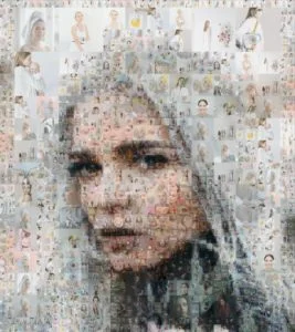 Photo mosaic with different tile size