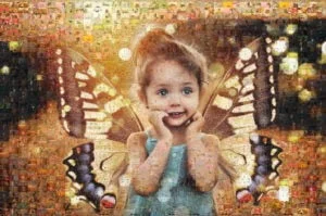 Photo mosaic of butterfly girl - Mosaic Creator
