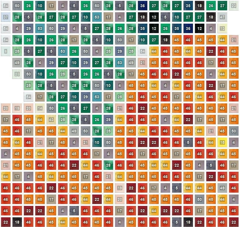 Tile mosaic with tile numbers