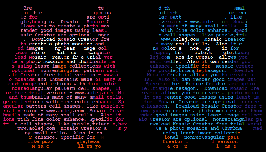 Two owls - text color art - Mosaic Creator