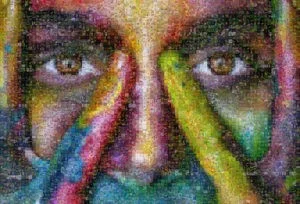 Photo mosaic color art - color woman