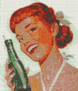 Tile mosaic design of woman with bottle - Mosaic Creator software
