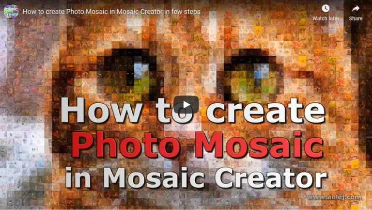 Video tutorial how to create photo mosaic with Mosaic Creator
