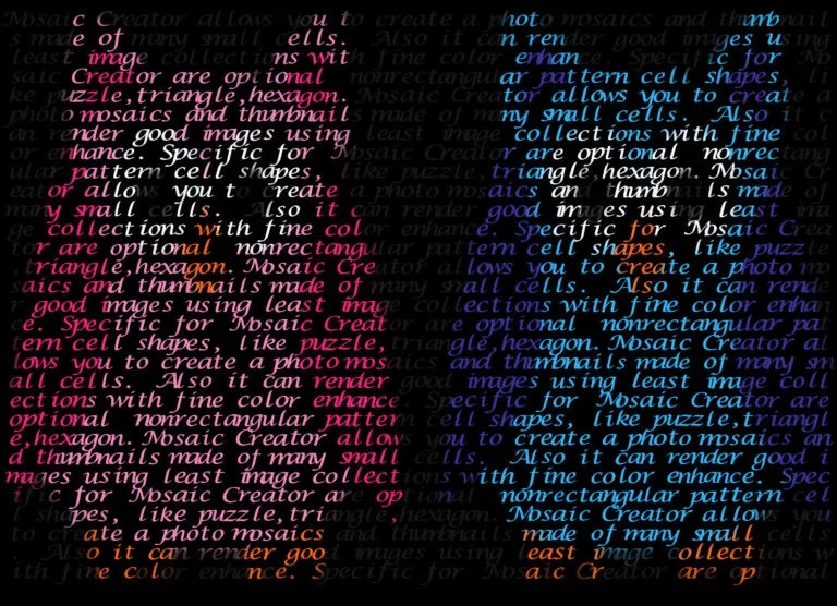 Two owls - Text collage rendered to image - Mosaic Creator