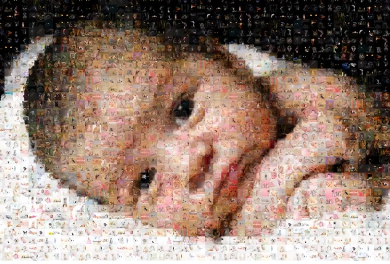 Baby photo mosaic with minimal color enhancements