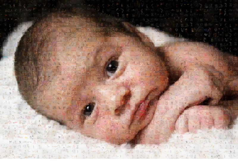 Baby photo mosaic as source image overlay Baby photo mosaic as source image overlay
