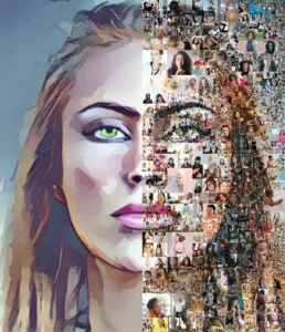 Half image tile a photo mosaic collage created with Mosaic Creator