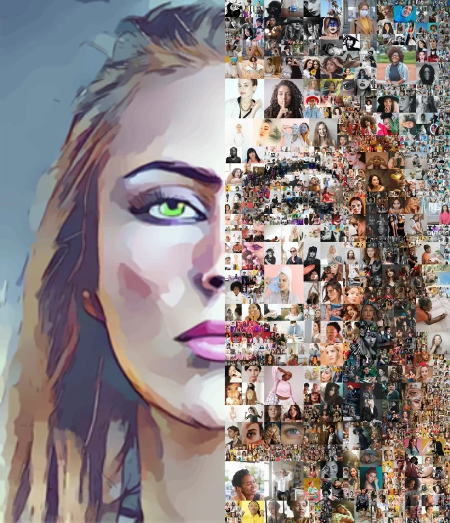 Half image tile a photo mosaic collage created with Mosaic Creator