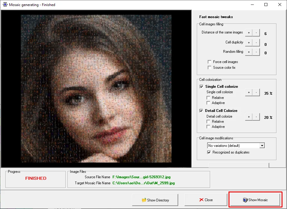Rendering face photo mosaic