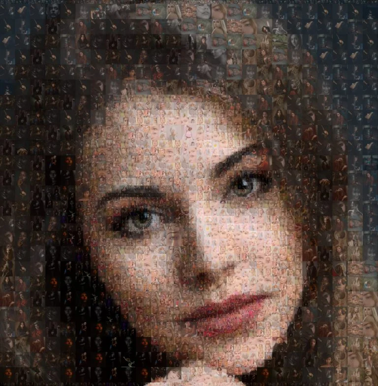 Woman face photo mosaic created with Mosaic Creator software