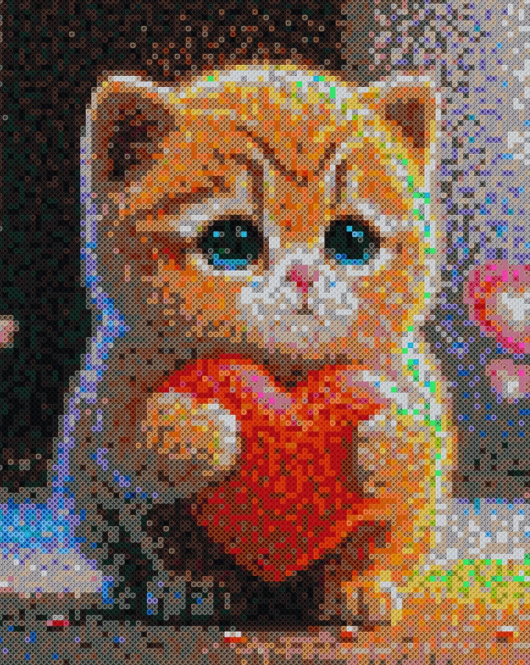 Pixelized cat, made from Nabbi fuse beads
