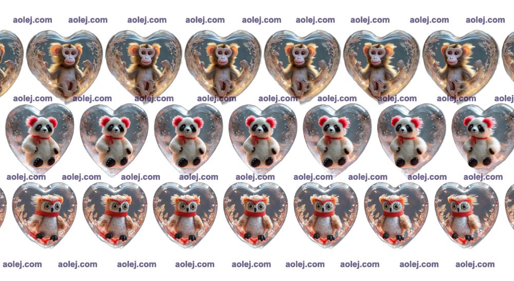 Object array stereogram - monkey, owl, bear - aolej.com