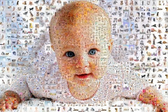 baby-2000 Photo mosaic of baby created with Mosaic Creator software