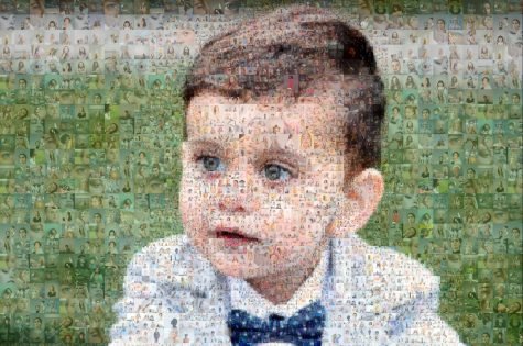 Photo mosaic of young boy - Mosaic Creator - multi-size tiles