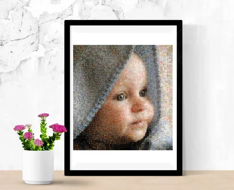 Baby picture mosaic printed on paper