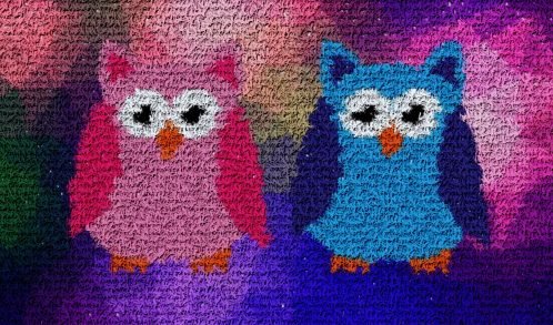 Color owl mosaic art - Mosaic Creator